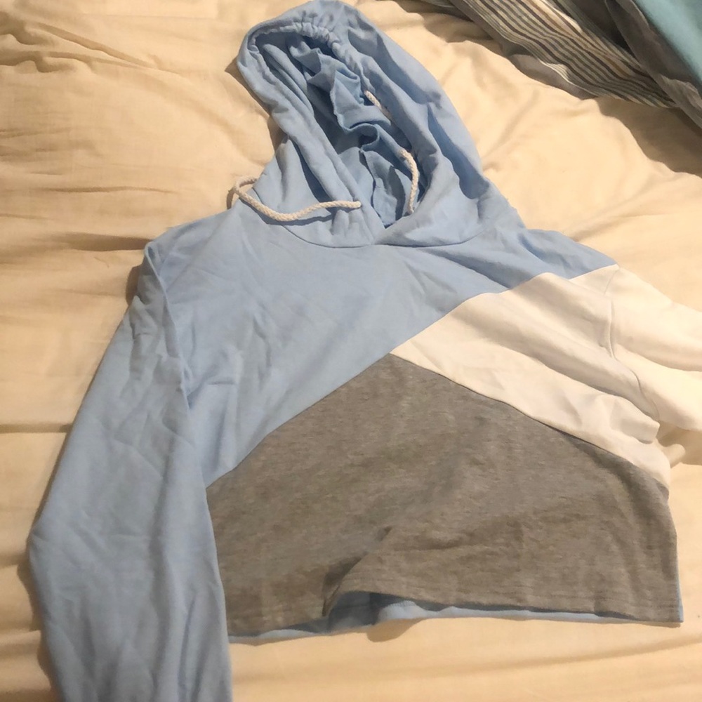 ROMWE Color Block crop sweatshirt